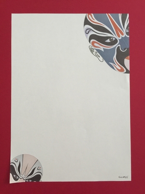 Modello di maschera teatrale di colore della carta intestata della carta beige della cancelleria disponibile