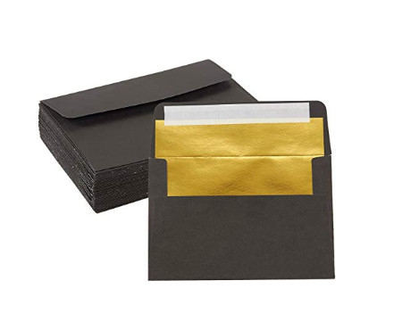 50 pacchetti della carta del mestiere avvolge l'uso dell'invito di nozze con l'esterno & l'oro neri dentro