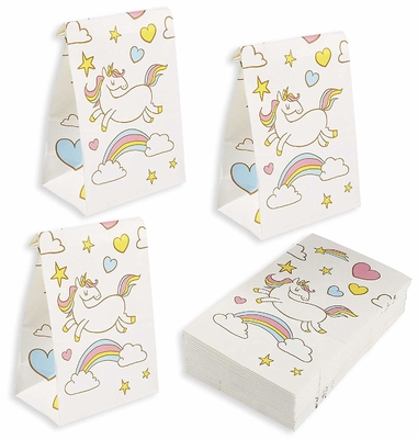 Le borse del regalo di Kraft di 36 pacchetti/i pollici sacchi di carta 5.2x8.7x3.3 di Kraft per l'unicorno fanno festa